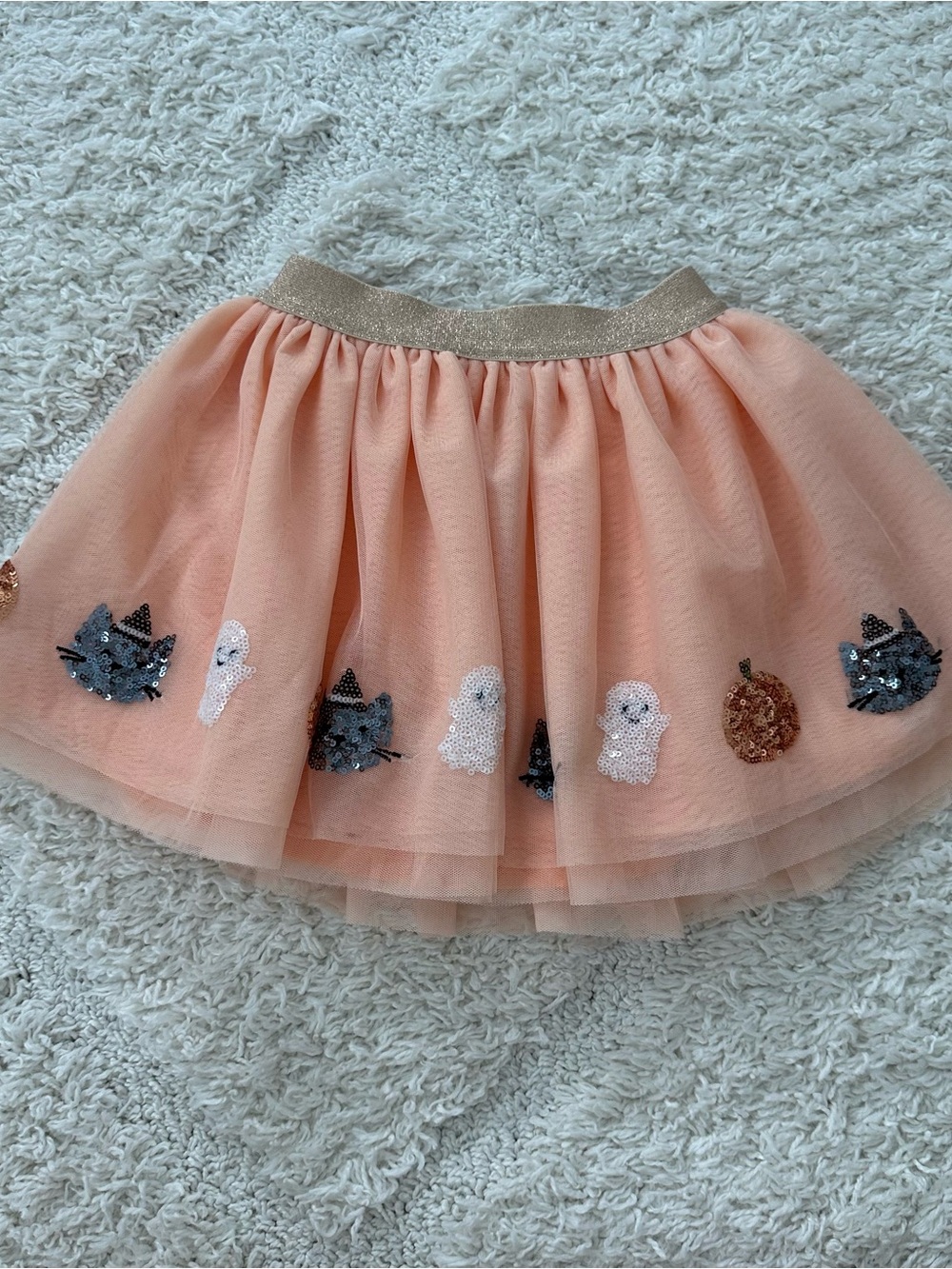 Angel Dear Orange Halloween Cat and Ghost Tutu Skirt